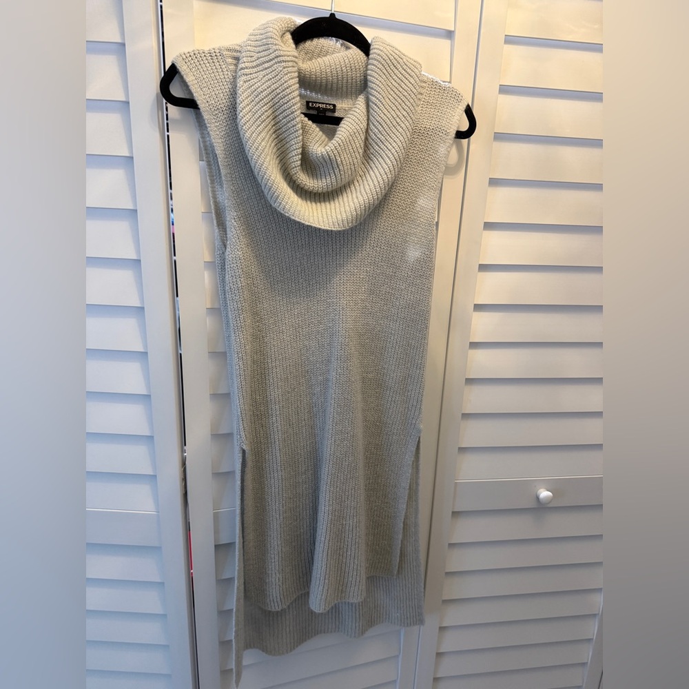 Express Light Gray Cowl Neck Sweater Dress